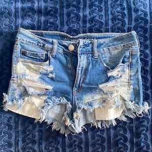 American Eagle Outfitters Distressed Stretch Hi-rise Shortie Jean Shorts